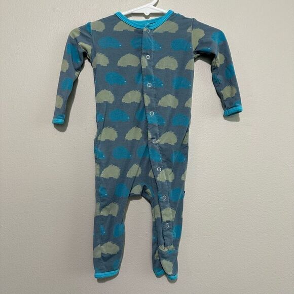 Kickee Pants Bamboo Fitted Coveralls Size 3-6 Months Dusty Sky Porcupine - Picture 10 of 10